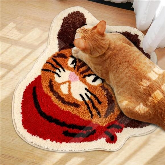 Funny Cat Bathroom Rug Western Cowboy Bath Mat Non Slip Washable Plush Floor Car - Picture 5 of 7